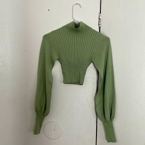 Fashion Nova Green Cropped Turtle Neck